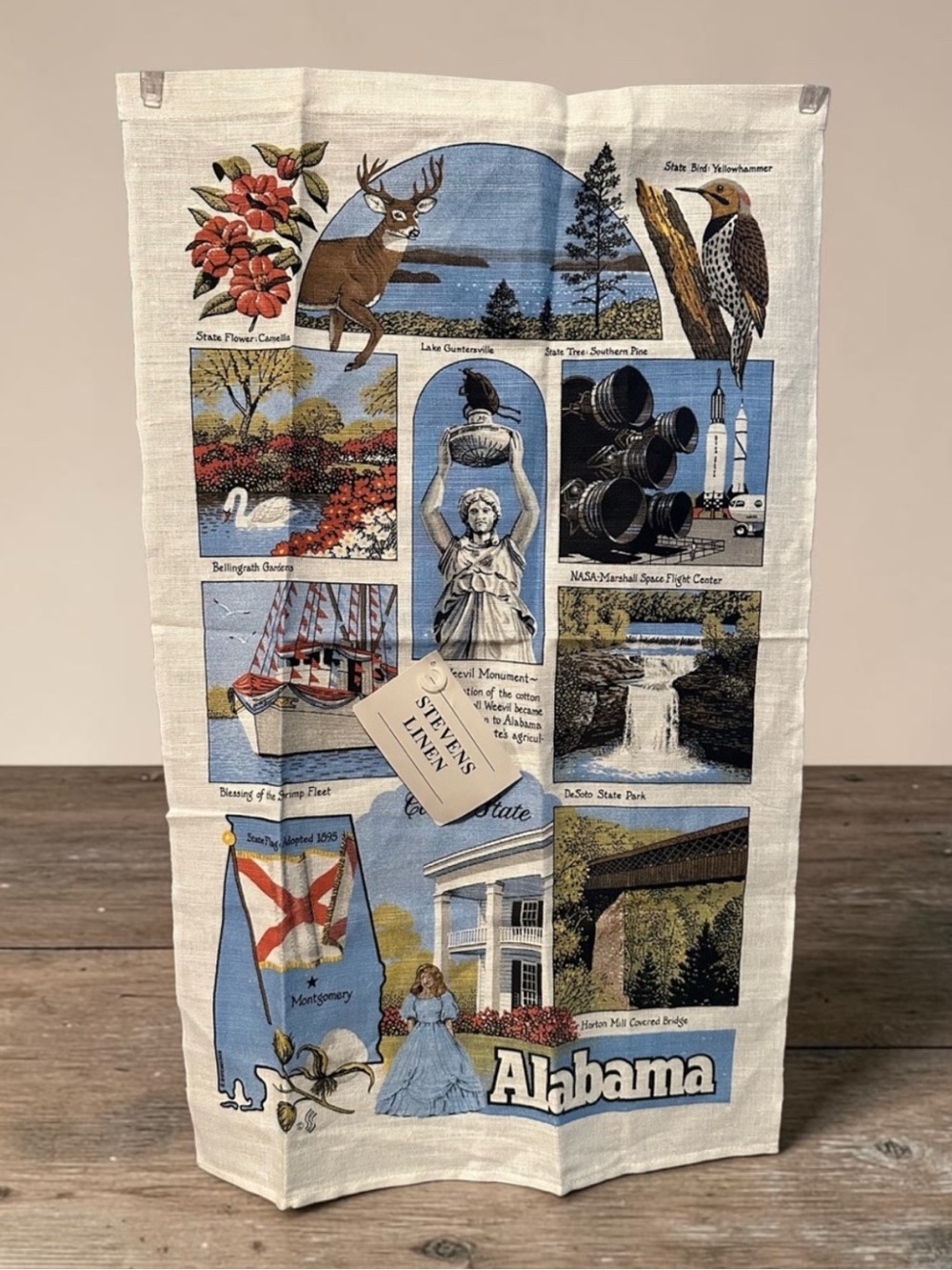Alabama Souvenir Linen Tea Towel - Scenic State Collage